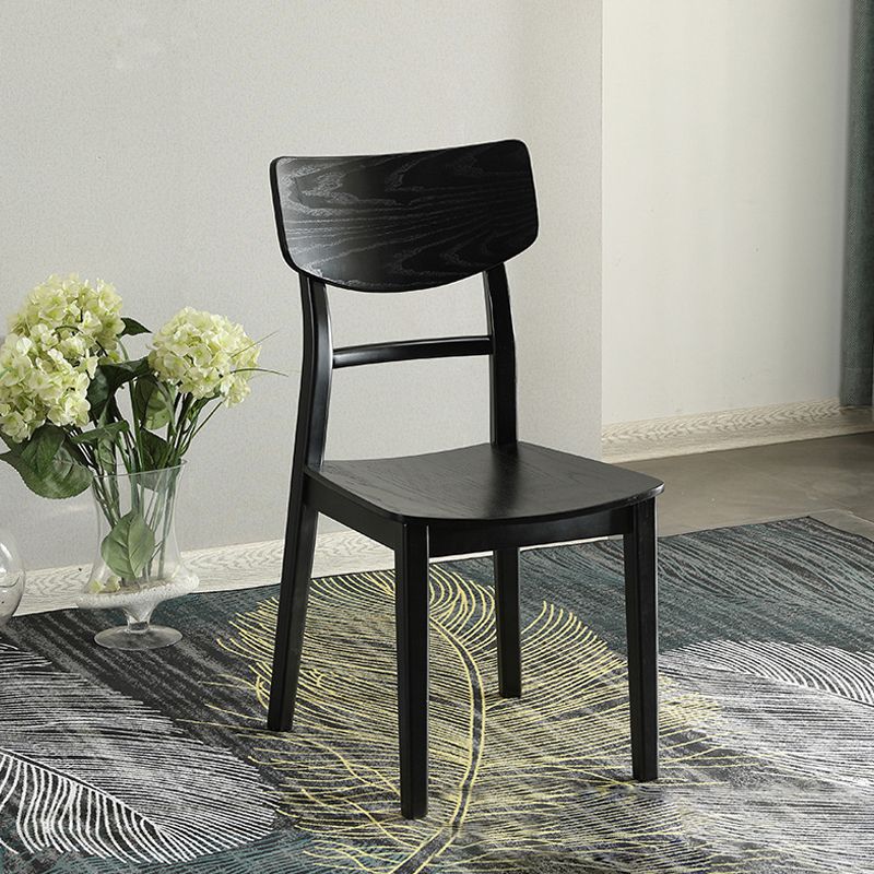 Black Modern Side Chair Solid Wood Dining Chair for Living Room