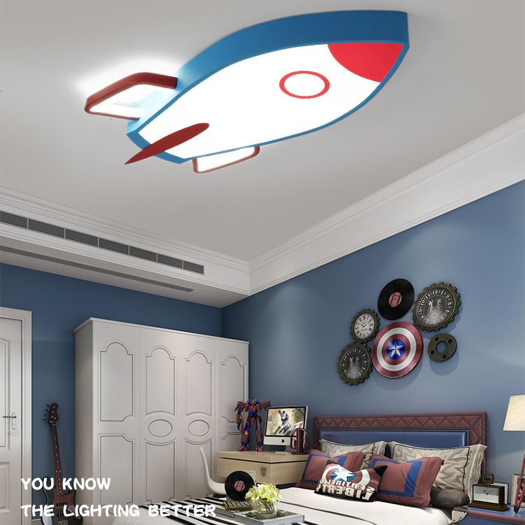 Rocket Bedroom Flushmount Ceiling Fixture Acrylic LED Contemporary Flush Ceiling Light Fixture in Blue