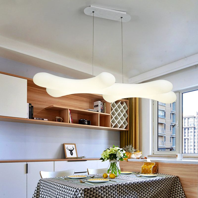 Kid Dog Bones Island Pendant Plastic 2-Light Kindergarten LED Hanging Light Kit in White