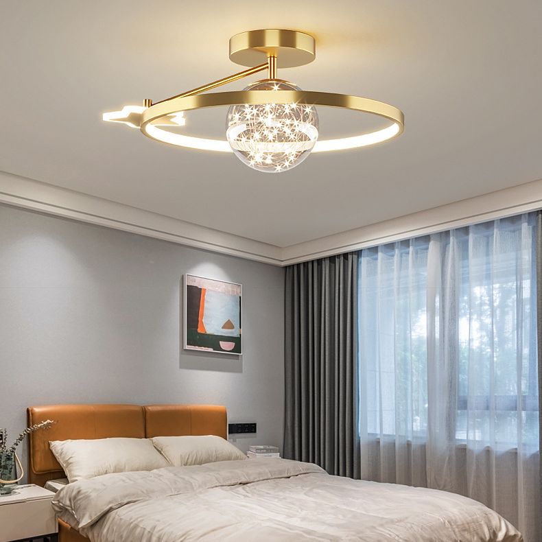 Ring Semi Flush Mount Light Fixture Modern Simplicity Ceiling Mount Light Fixture for Bedroom