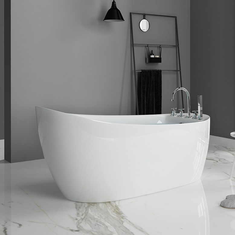 Freestanding Acrylic Bathtub Pop-up Drain Oval Modern Right-Hand Bath