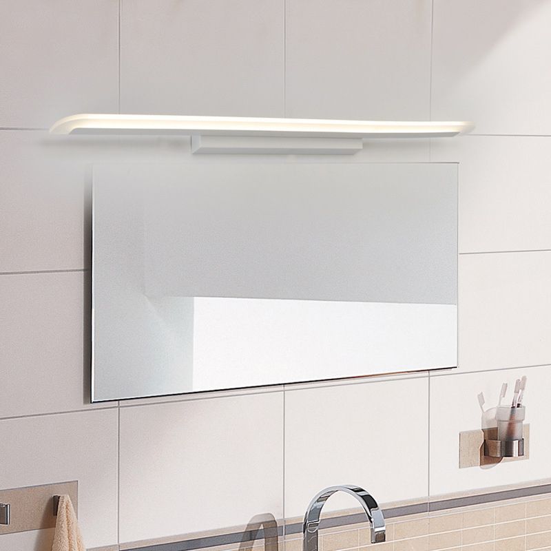 1 Light Linear Vanity Lighting Fixtures Modern Style Metal LED Mirror Lights in White