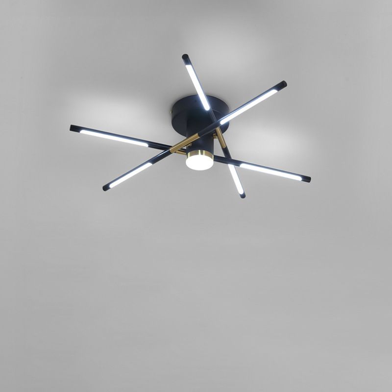 Modern Creative LED Ceiling Light Acrylic Linear Flush Mount in Black