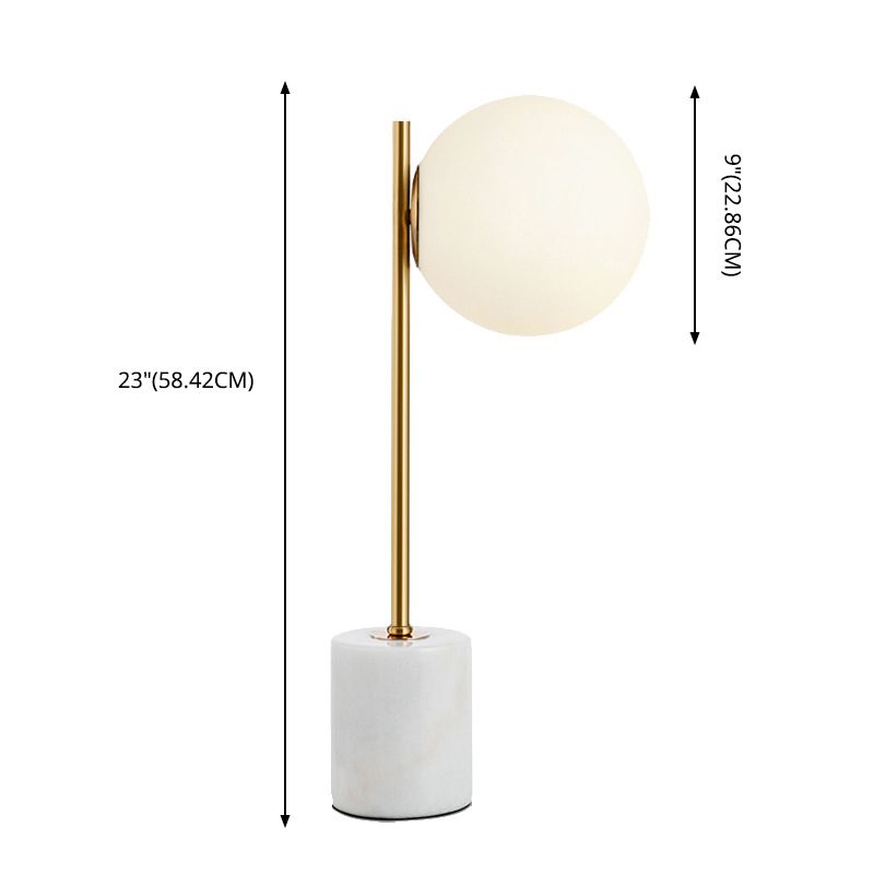 Simplicity Style Frosted Glass Globe Table Lamp White Marble Base Home Decorative Lighting Fixture