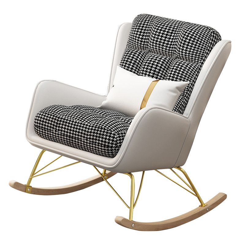 Gorgeous Faux Leather Rocking Chair Wingback Rocker Chair for Living Room (Without Pillow)