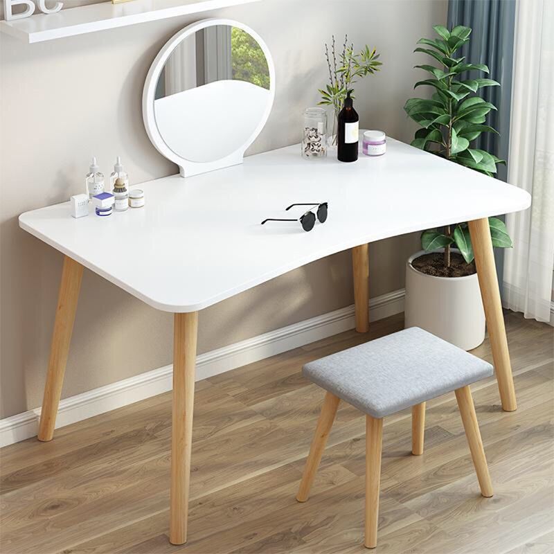 28.7" Height Wooden Makeup Vanity Desk Vanity in White /blue / Natural