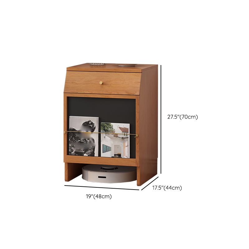 Nordic Style Solid Wood Display Cabinet with Drawer for Living Room