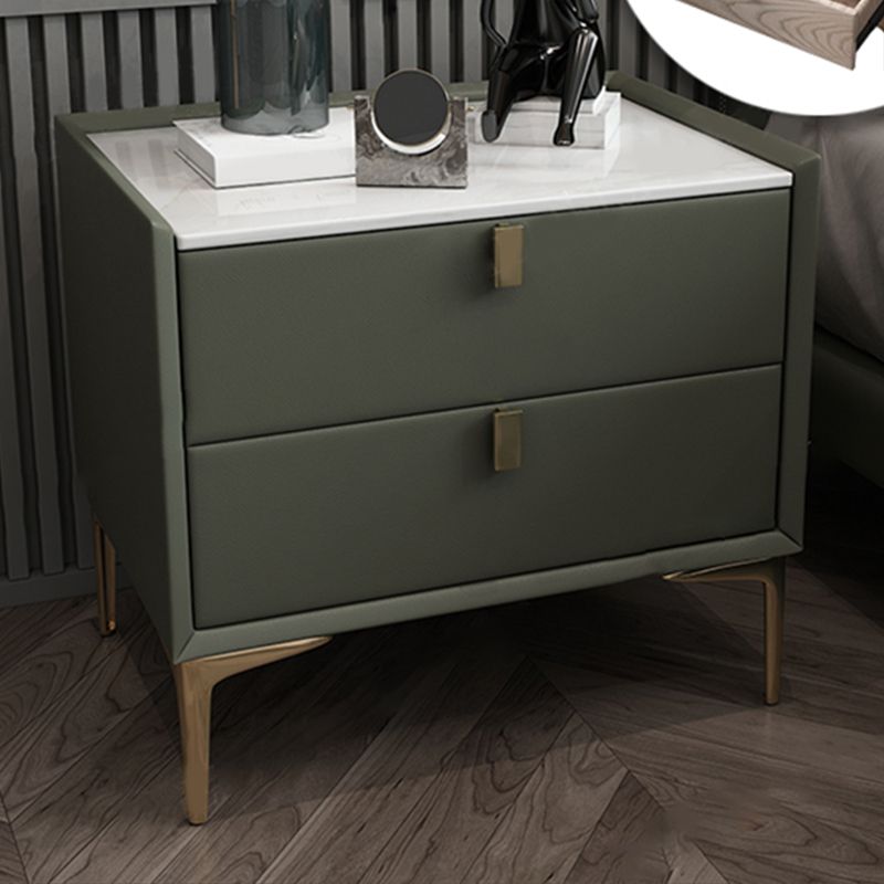 2 Drawer Solid Wood Modern Night Table Drawer Storage Bed Nightstand