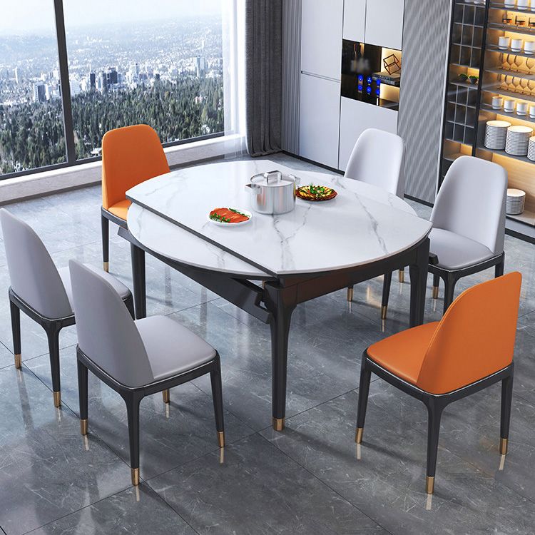Round Dining Site Table Traditional Luxury Dinner Room Furniture with Drop-Leaf