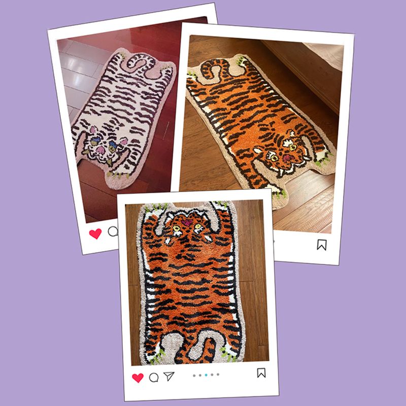 Novelty Color Mixed Modern Area Carpet Polyester Tiger Printing Indoor Rug Easy Care Carpet for Living Room