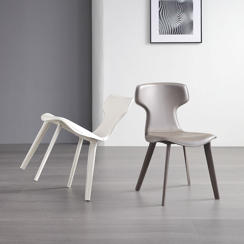 Contemporary Faux Leather Armless Chair Home Metal Dining Chair