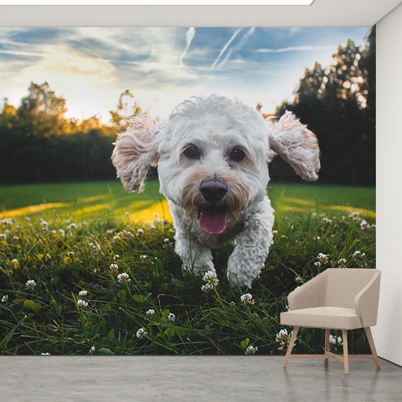 Environment Friendly Resistant Mural Wallpaper Lovely Dogs Living Room Wall Mural