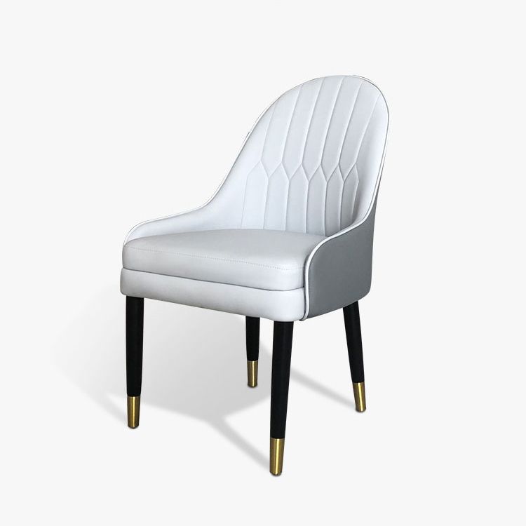 Silla lateral de comedor de cuero de diseño escandinavo Sillas laterales con brazo trasero sólido