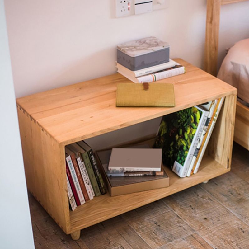 Wooden Night Table Modern Solid Wood Nightstand with Lower Shelf