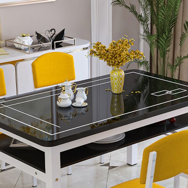 Modern Tempered Glass Desktop Rectangle Dining Table for Dining Room