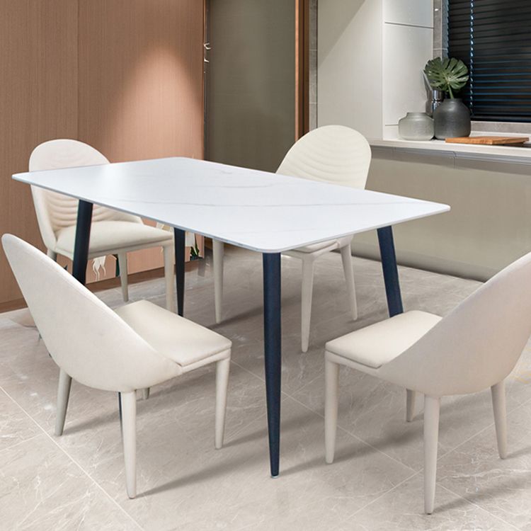 Silla de comedor de cuero PU moderna, sillas de comedor de metal sin brazos para uso doméstico
