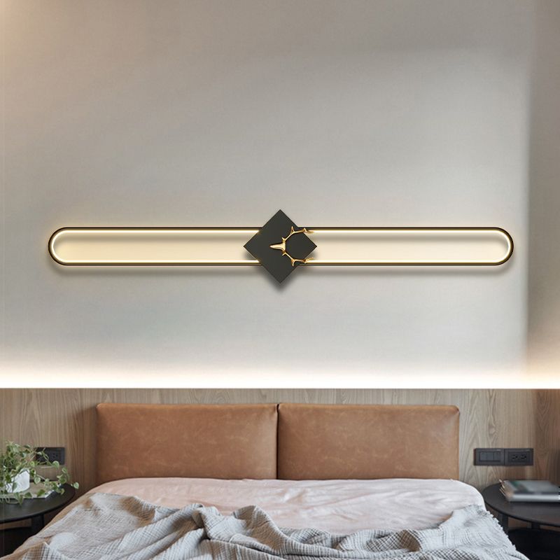 Metal Oval Wall Light Nordic Style LED Wall Sconce with Antlers for Living Room