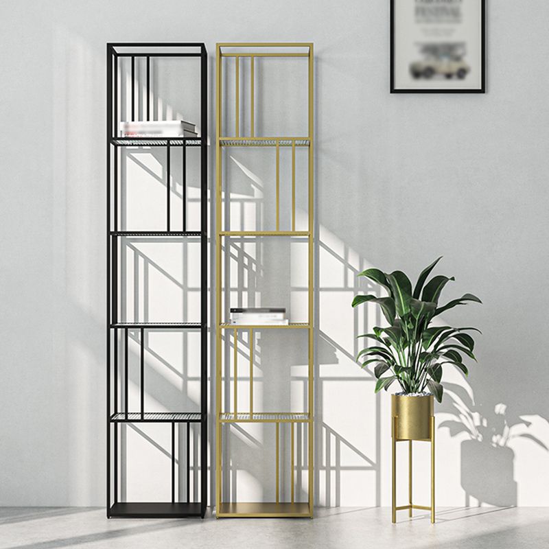 4-Shelf Modern Open Etagere Bookshelf with Iron Frame Glass Shelf
