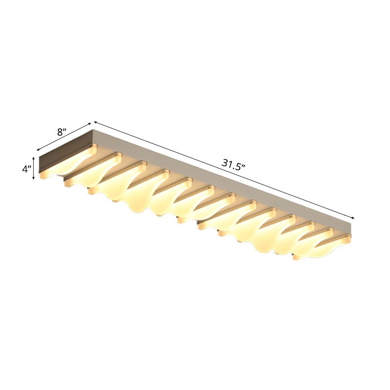 16"/23.5"/31.5" Wide Acrylic Rectangular Ceiling Flush Light Fixture Modern LED White Flushmount in Warm/White Light