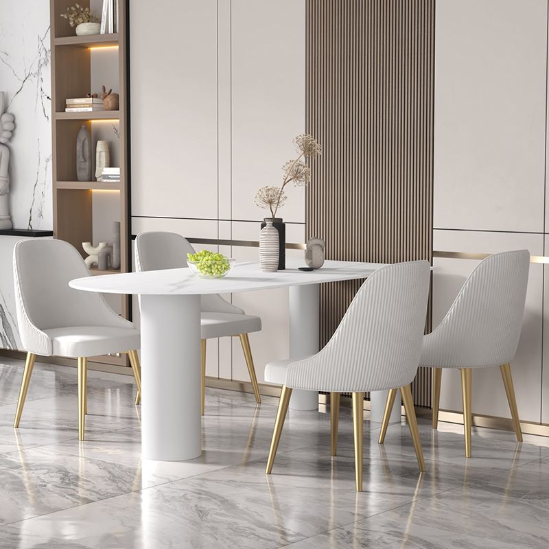 White Stone Top Dinner Room Kitchen Table Modern Tripod Base Dining Table