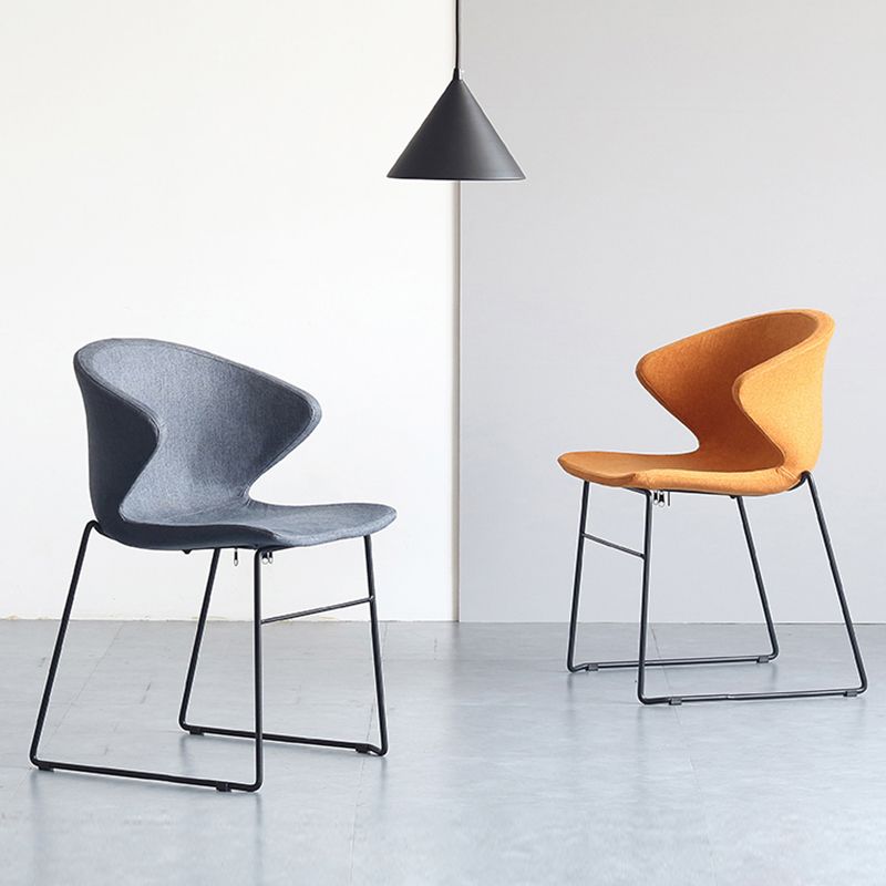 Contemporary Style Dining Chair Armless Metal Side Wingback Chairs for Kitchen