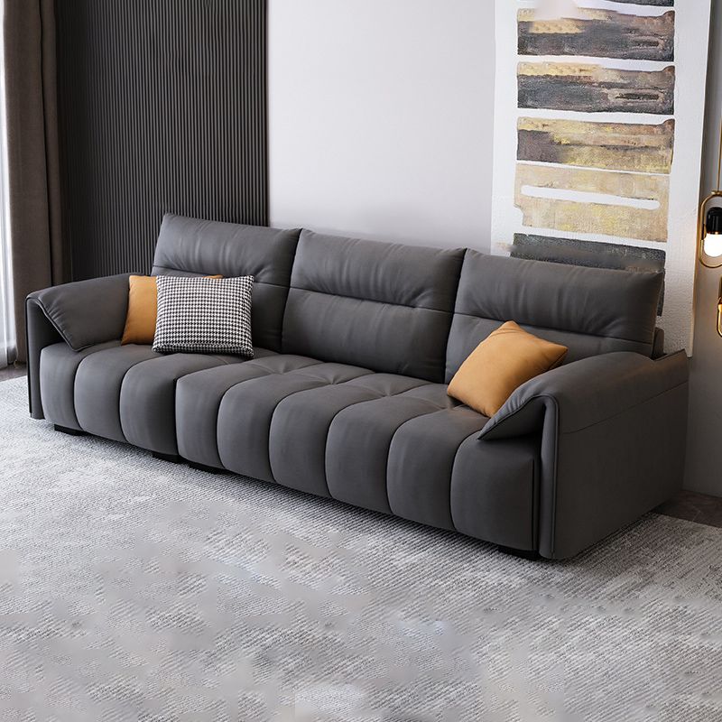 Dark Gray Cushion Back Contemporary Removable Cushions L-Shape Sofa & Chaise