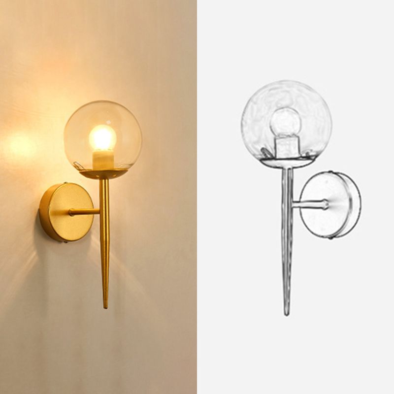 1-leichte Globus Wandleuchte in moderner Luxusstil Schmiedeeisen-Wandlampe mit Glasschatten