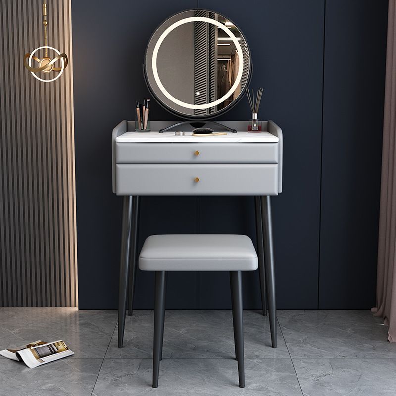 2 Drawer & Jewelry Makeup Vanity Desk Modern Straight Feet Dresser
