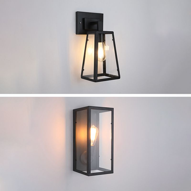 Black Clear Glass Wall Lamp Sconce Industrial Style Sconce Lamp for Dining Room