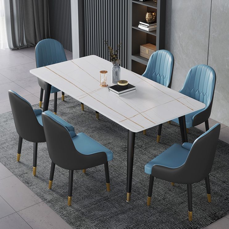 Rectangle Dining Table Stone Top Dining Table with Iron Base