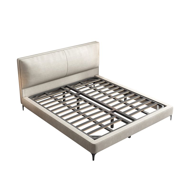 Modern White Wooden Standard Bed with Rectangular Panel Headboard