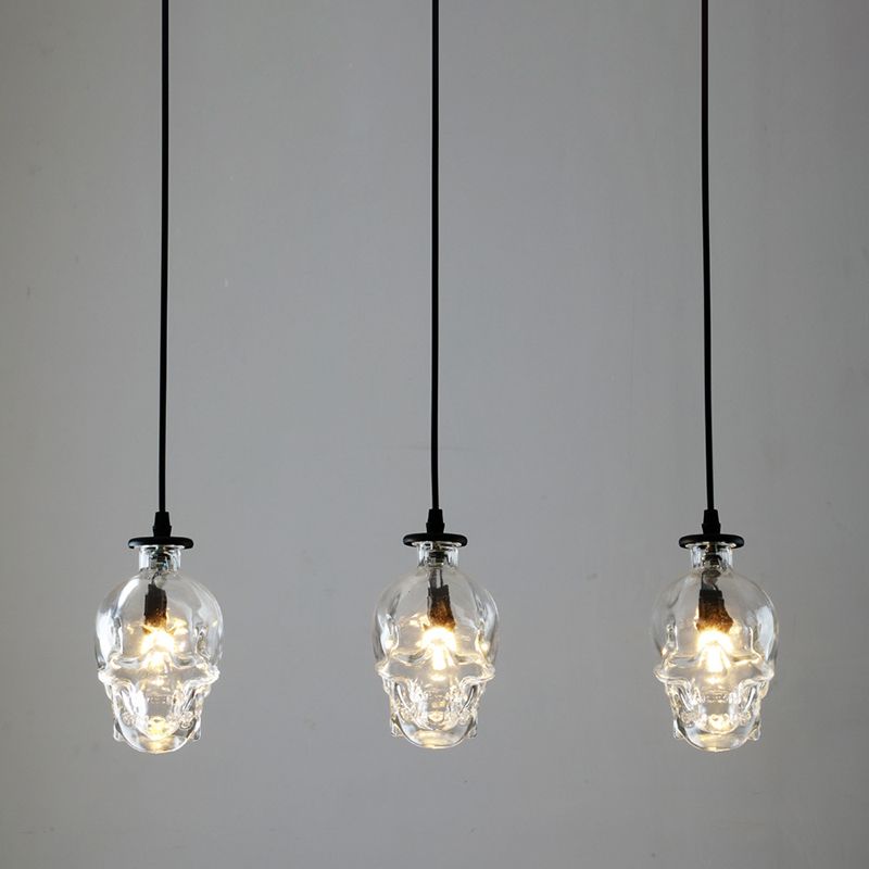 Lampada sospesa nera in vetro in stile creativo industriale Luce a sospensione geometrica per sala da pranzo