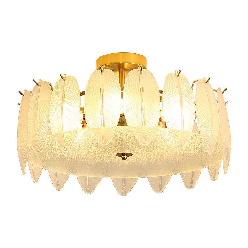 Modern Glass Ceiling Lamp Geometric Flush Mount Light Fixture for Bedroom