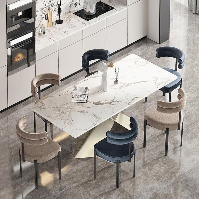 Modern Simple Metal Side Chair Upholstered Dining Chairs for Home Use