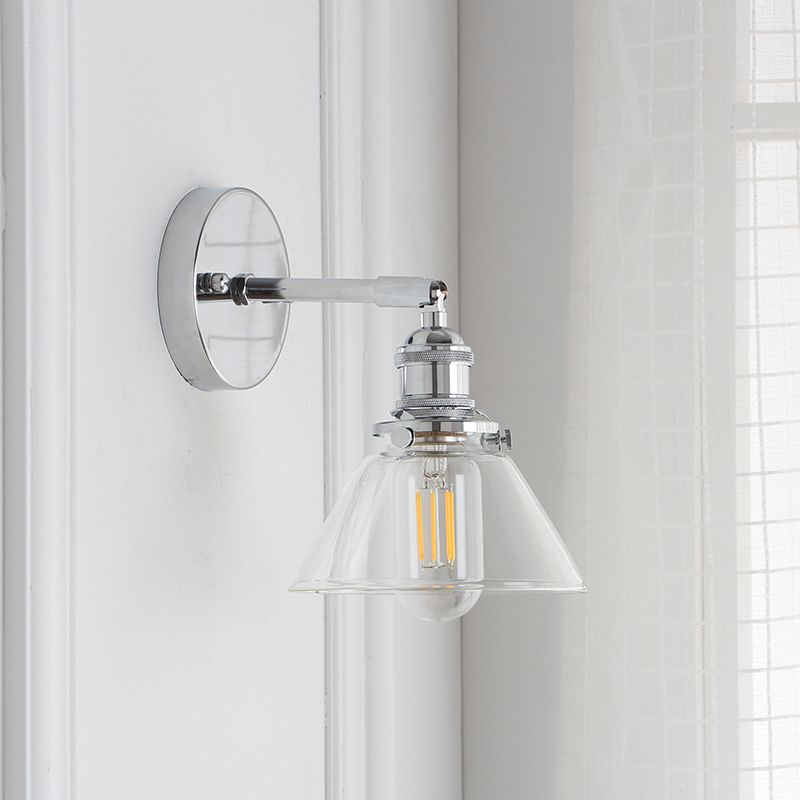 Entrepôt de lampe en verre en verre conique 1 Corridor Corridor Éclairage mural