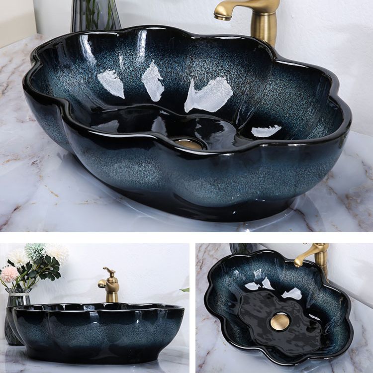 Traditional Vessel Bathroom Sink Specialty Vitreous China with Faucet Vessel Sink