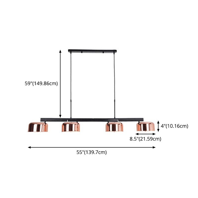 Drum Metal Island Lighting Fixture Luz de colgante de isla negra de estilo moderno para comedor