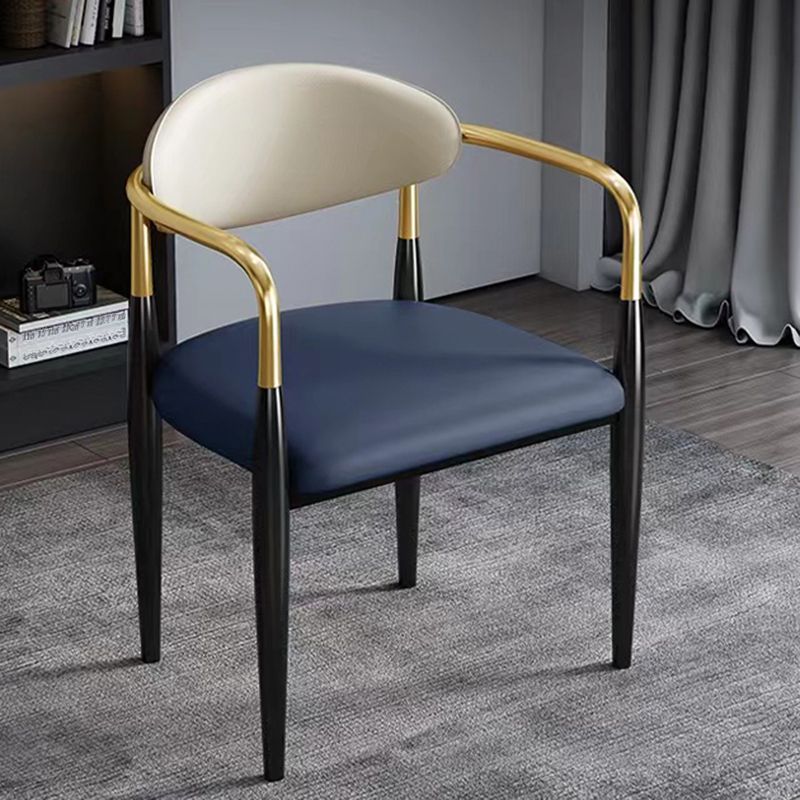 Contemporary Metal Dining Chair Black Legs Dining Room Arm Chair