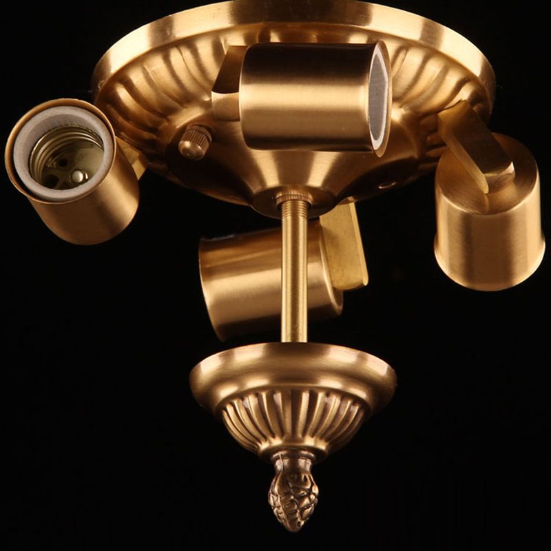Flush Mount Ceiling Light Vintage Style Shaded Glass Flush Ceiling Light in Brass