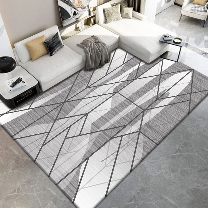 Chic Modern Area Carpet Geometric Print Polyester Area Rug Non-Slip Backing Rug for Home Decor