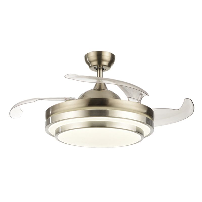 Moderne LED-Deckenventilator leichte silberne geschichtetes 4-Blatt-Halbflush mit Acrylschatten, 19 "breit