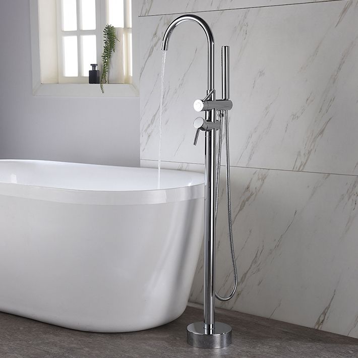 Modern Style Freestanding Bathtub Faucet Brass Floor Mounted Freestanding Faucet