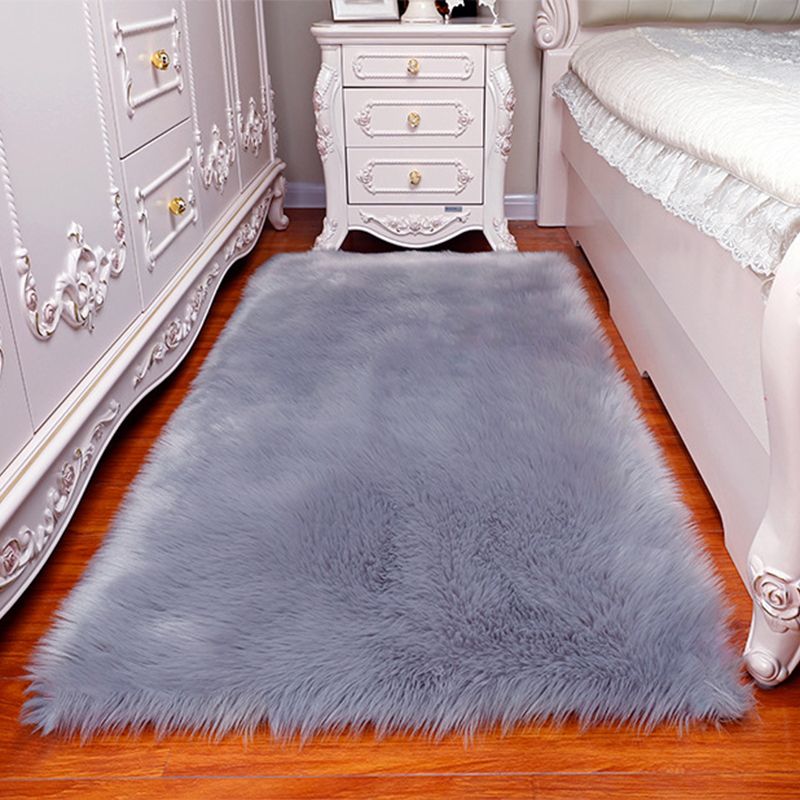 Cozy Plain Rug Faux Fleece Simplicity Carpet Washable Stain Resistant Non-Slip Rug for Girls Bedroom
