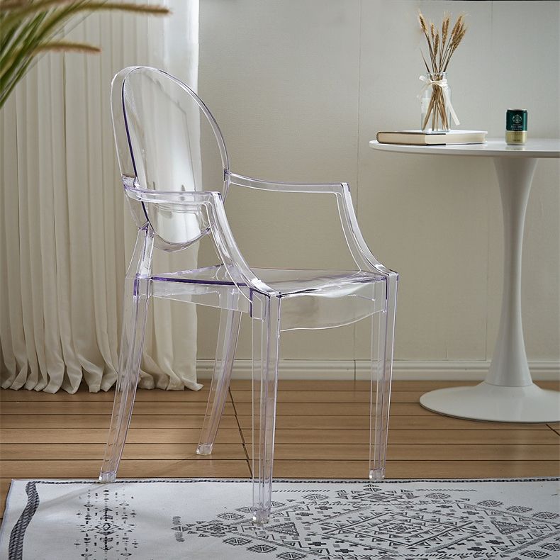 Scandinavian Style Open Back Dining Side Chair Arm Plastic Side Chairs