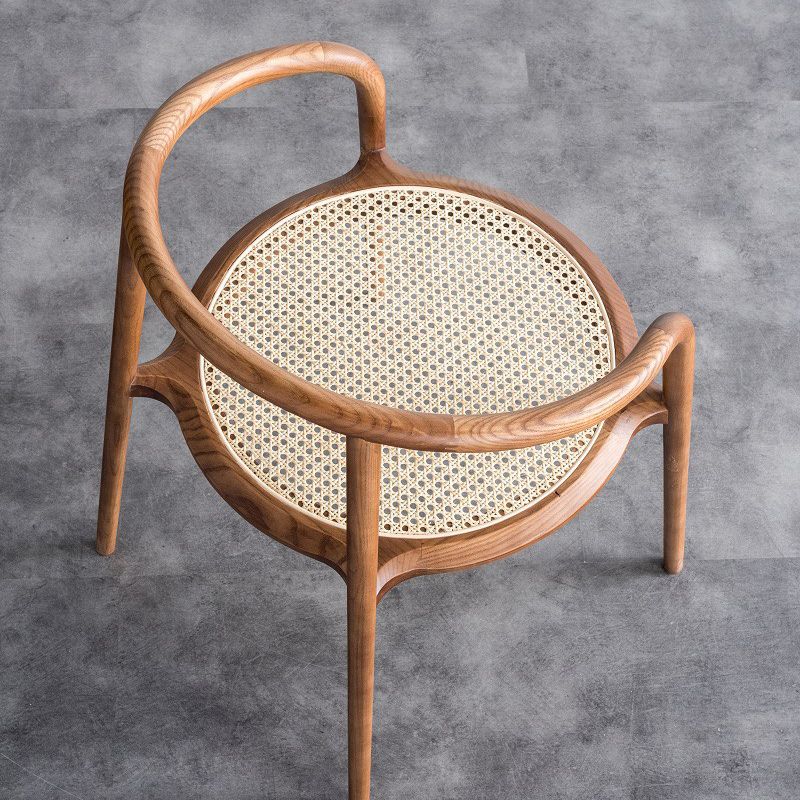 Open Back Dining Arm Chair Solid Wood Dining Room Chair for Home