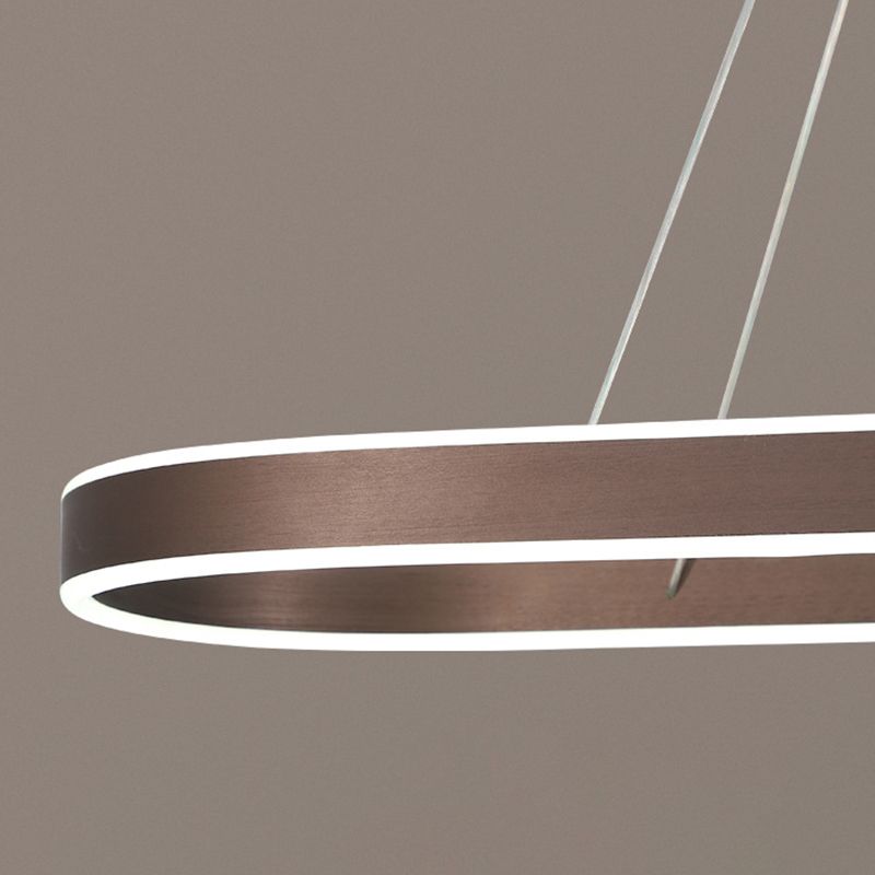 Oval Aluminum Island Pendant Lights Modern Style 2-Lights Chandelier Lamp Fixtures