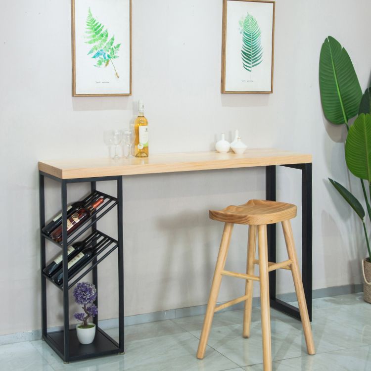Contemporary Style Bar Table Set 1/2/3 Pieces Rectangle Bar Table with Wood Stools