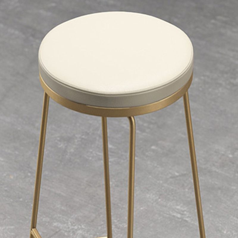 Modern Backless Counter Stool Upholstered Bar Stool with Metal Base