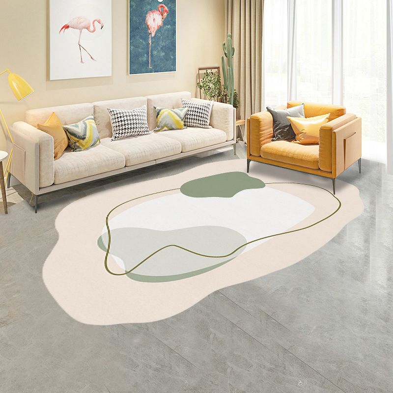 Lichtgroene kleurblokklaap polyester eenvoudig vloerkleurbestendig vloerkleed voor woningdecoratie