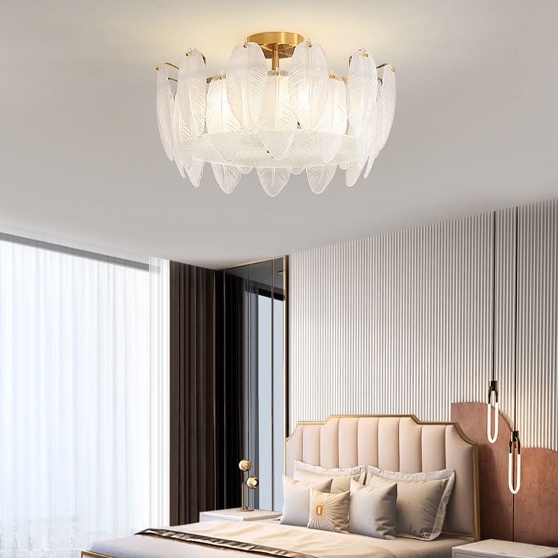 Contemporary Ceiling Lamp Creative Flush Mount Light Fixture with Glass Shade